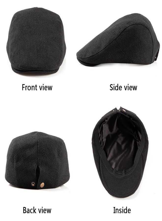 LADYBRO 2 Pack Classic Solid Flat Cap Newsboy Hats for Men Cabbie Driving Scally Adjustable - Image 4